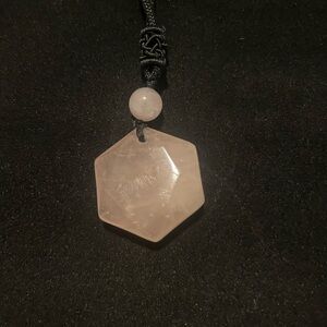 Hexagonal Rose Quartz Pendant Necklace